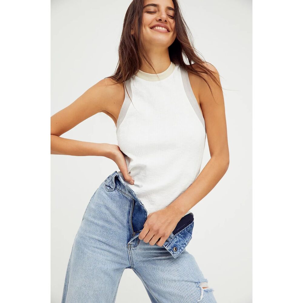 Beige Mathieu Layered Tank Top Flax Beige Shell Knit Blouse Size 4 S